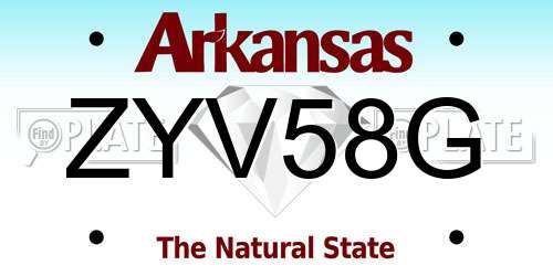 ZYV58G Arkansas License Plate