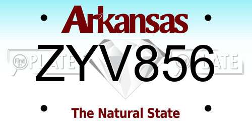 ZYV856 Arkansas License Plate