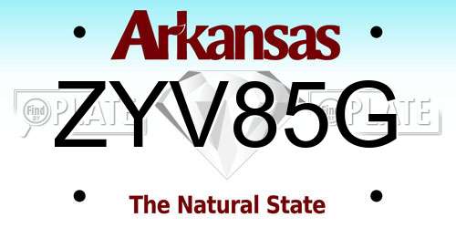 ZYV85G Arkansas License Plate