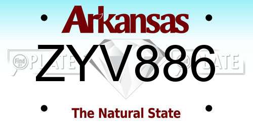 ZYV886 Arkansas License Plate