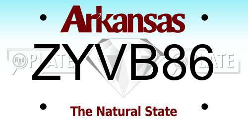 ZYVB86 Arkansas License Plate