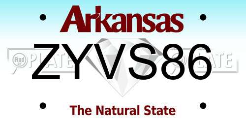 ZYVS86 Arkansas License Plate