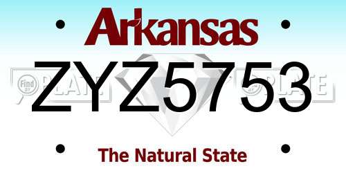 ZYZ5753 Arkansas License Plate