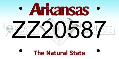 ZZ20587 Arkansas License Plate