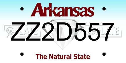 ZZ2D557 Arkansas License Plate