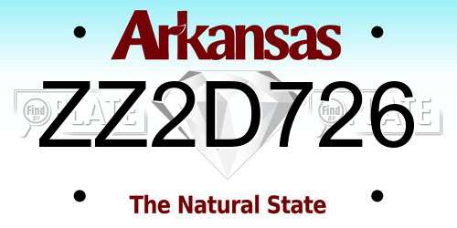 ZZ2D726 Arkansas License Plate