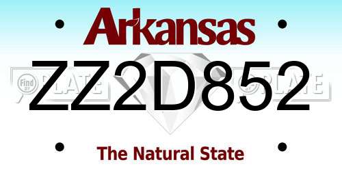 ZZ2D852 Arkansas License Plate