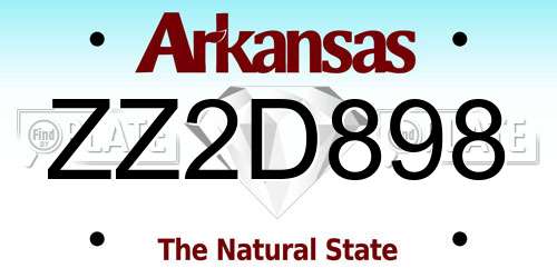 ZZ2D898 Arkansas License Plate
