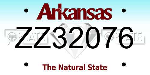 ZZ32076 Arkansas License Plate