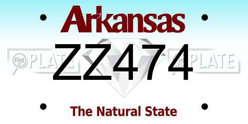ZZ474 Arkansas License Plate