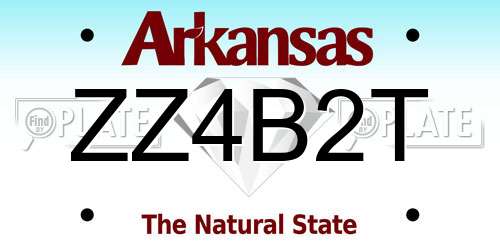 ZZ4B2T Arkansas License Plate