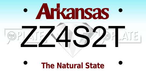 ZZ4S2T Arkansas License Plate