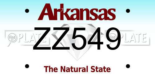 ZZ549 Arkansas License Plate