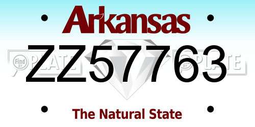 ZZ57763 Arkansas License Plate