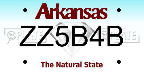 ZZ5B4B Arkansas License Plate