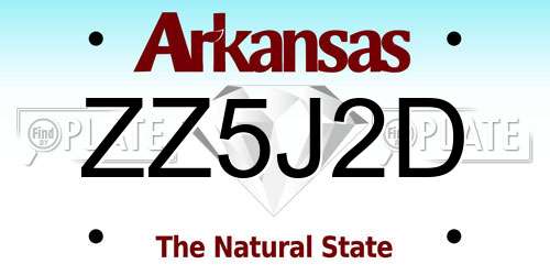 ZZ5J2D Arkansas License Plate