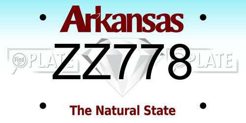 ZZ778 Arkansas License Plate