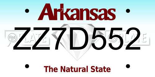 ZZ7D552 Arkansas License Plate
