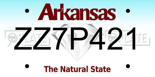 ZZ7P421 Arkansas License Plate