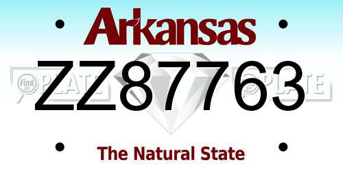 ZZ87763 Arkansas License Plate