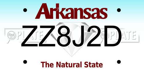 ZZ8J2D Arkansas License Plate