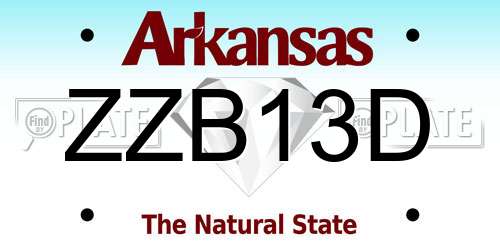ZZB13D Arkansas License Plate