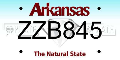 ZZB845 Arkansas License Plate