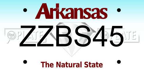 ZZBS45 Arkansas License Plate