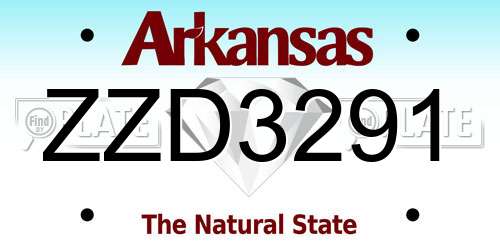 ZZD3291 Arkansas License Plate