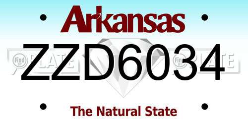 ZZD6034 Arkansas License Plate