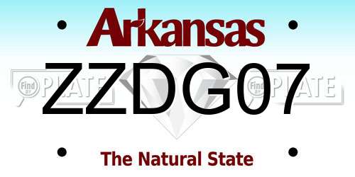 ZZDG07 Arkansas License Plate