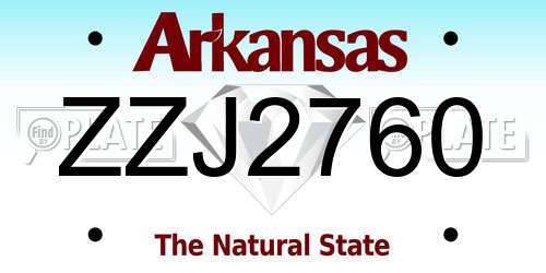 ZZJ2760 Arkansas License Plate
