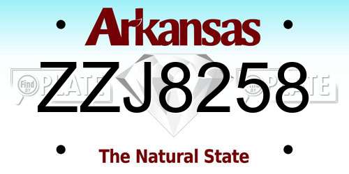ZZJ8258 Arkansas License Plate