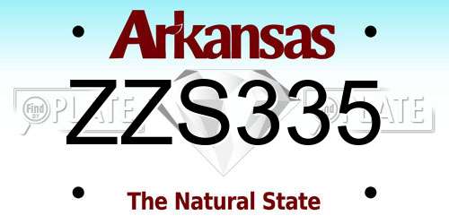 ZZS335 Arkansas License Plate