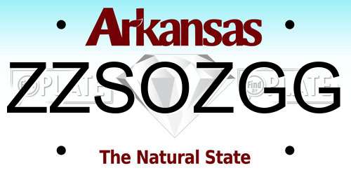 ZZSOZGG Arkansas License Plate