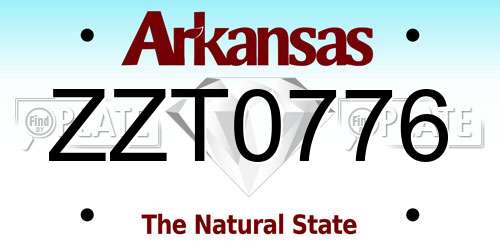 ZZT0776 Arkansas License Plate