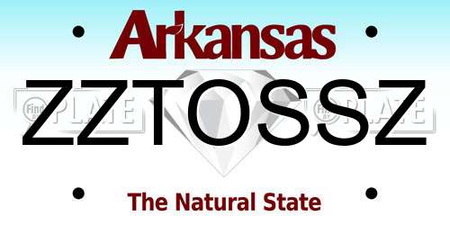 ZZTOSSZ Arkansas License Plate
