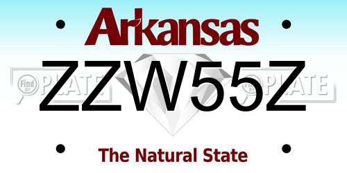 ZZW55Z Arkansas License Plate