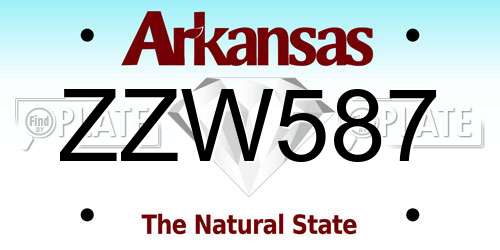 ZZW587 Arkansas License Plate