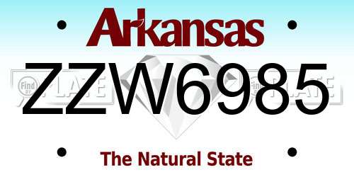 ZZW6985 Arkansas License Plate