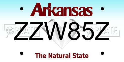 ZZW85Z Arkansas License Plate