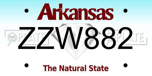 ZZW882 Arkansas License Plate