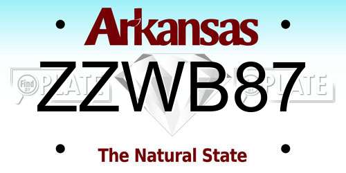 ZZWB87 Arkansas License Plate