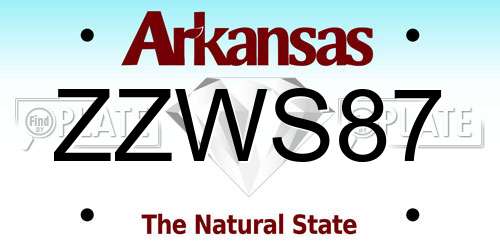 ZZWS87 Arkansas License Plate