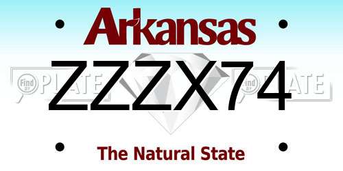 ZZZX74 Arkansas License Plate