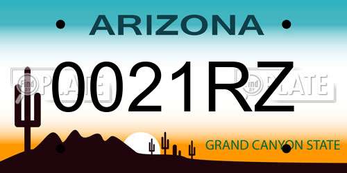 0021RZ Arizona License Plate