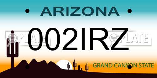 002IRZ Arizona License Plate