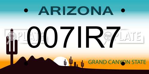 007IR7 Arizona License Plate