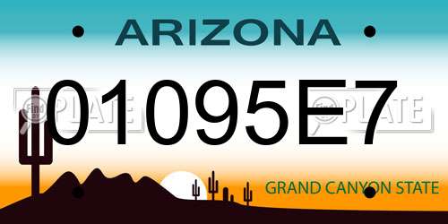 01095E7 Arizona License Plate