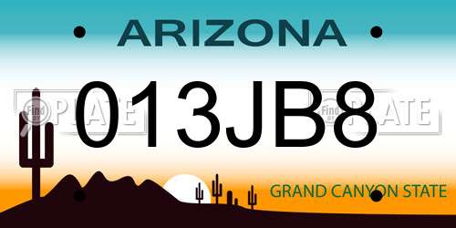 013JB8 Arizona License Plate